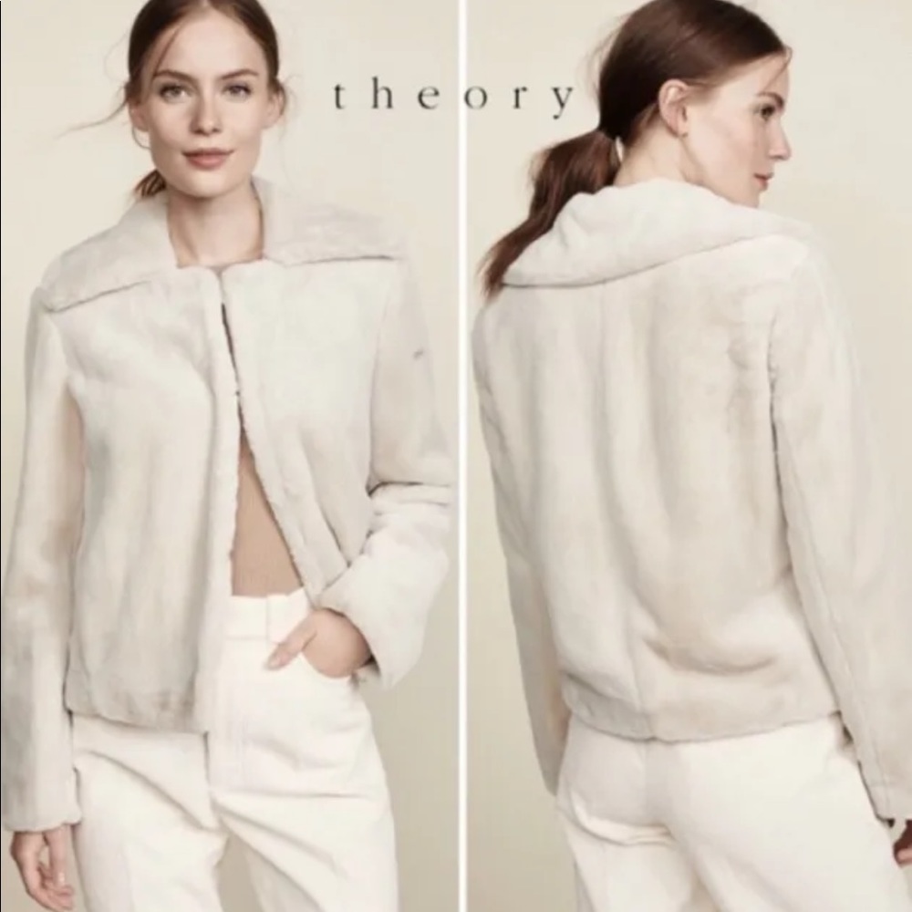Theory Luxe Faux Rabbit Coat Size Small NWT